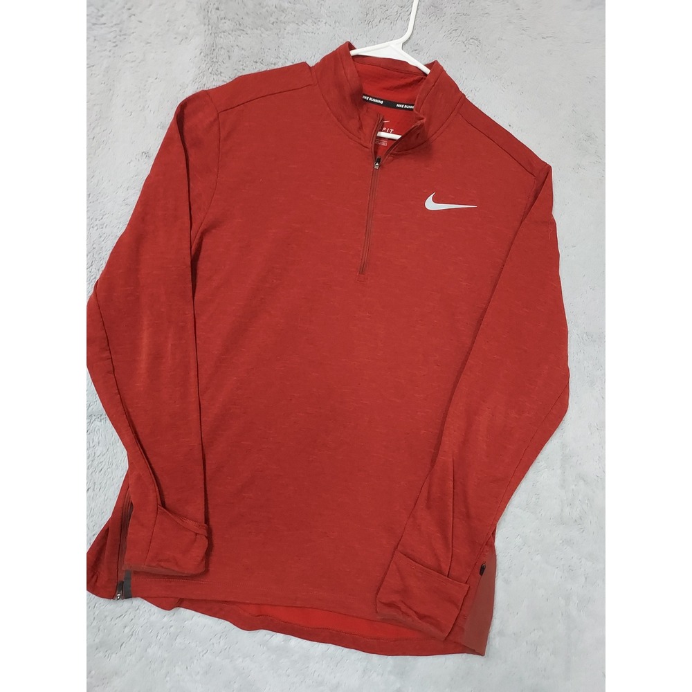 Nike Pullover Mens XL Dri Fit Running Therma Waffle Fleece Quarter Zip Maroon